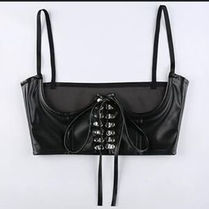 Widow Black Lace-Up Women's Top